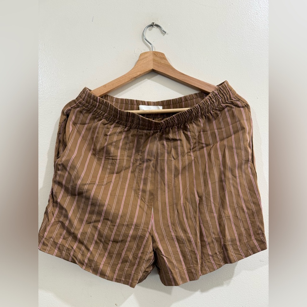 Women’s Brown Striped Bermuda Shorts